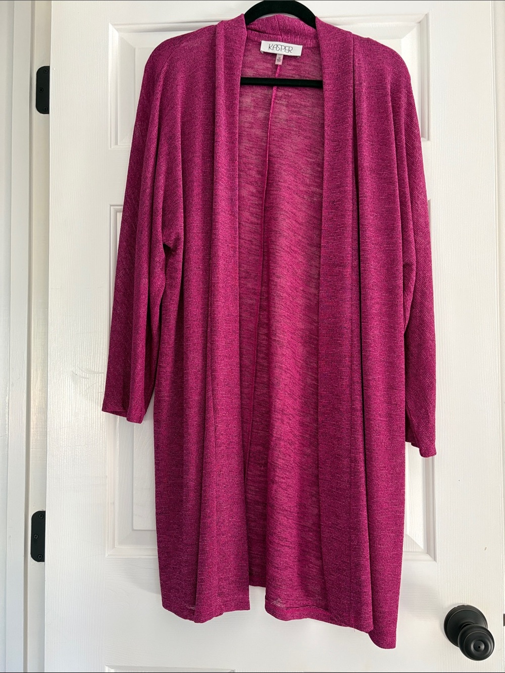 Kasper Open-Front Long Cardigan - Fuchsia